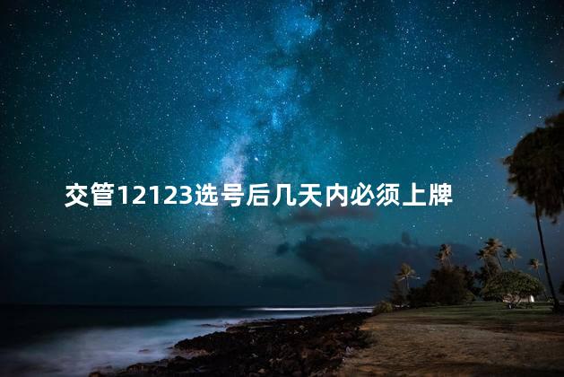 交管12123选号后几天内必须上牌 交管12123选号不确认可以吗